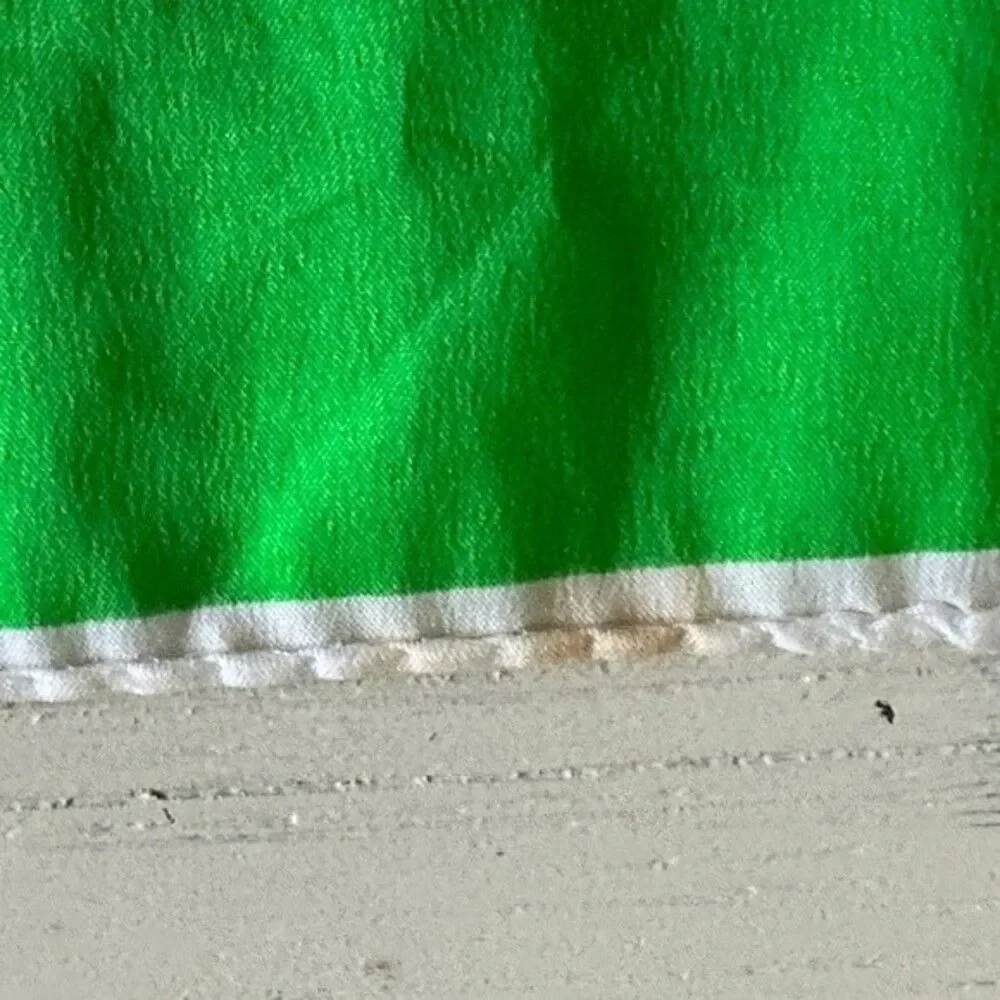 Vintage 70's White Lime Green Polka Dot Silk Rayon Scarf Square Glamour Retro